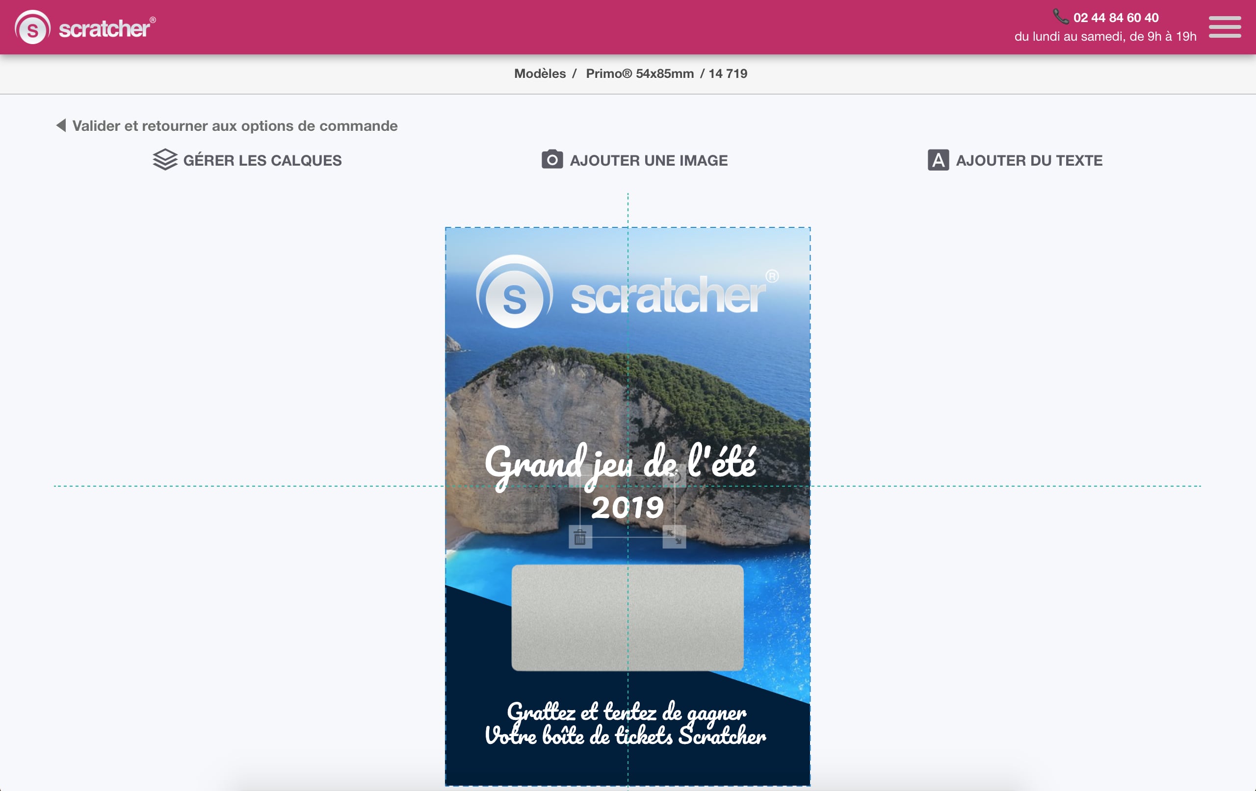 Desenhe online seus cartões de raspadinha em alguns cliques no configurador de www.scratcher.fr