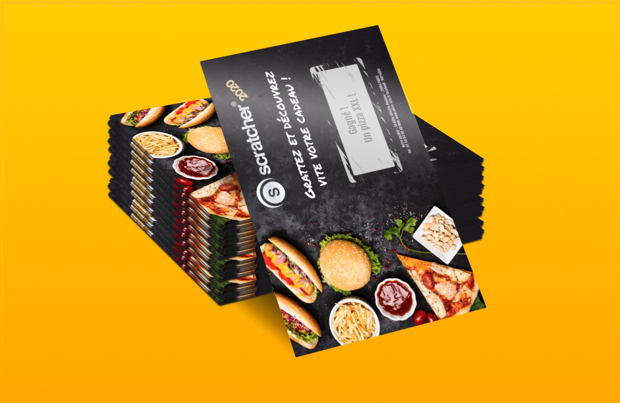 Festas de fim de ano, assinatura de um contrato importante, as ocasiões para querer recompensar seus funcionários são muitas. Mas como fazer para que todos fiquem felizes? É simples: use o bilhete para raspar. É ao mesmo tempo lúdico e atrativo: todos querem ver se ganharam alguma coisa. Dependendo do setor em que você trabalha, você pode oferecer produtos criados pela sua empresa ou até descontos em certas lojas. Se não for possível, seus funcionários apreciarão ganhar vouchers para um jantar no restaurante ou ingressos de cinema, por exemplo. Por fim, algumas empresas optam por oferecer aos funcionários dias ou meio-dias de folga remunerada, o que é ideal após um período intenso ou estressante. Isso permite não apenas alegrar muito seus funcionários, dando-lhes tempo para si mesmos, mas também mostrar que o bem-estar deles é importante para você. E tudo isso graças a um bilhete para raspar!